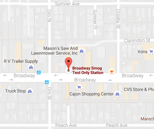 Screen shot of Broadway Smog Test Only on Google Maps